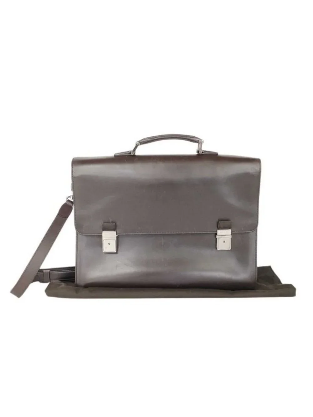 Gucci Business Bag Brown Leather 2-Way Silver